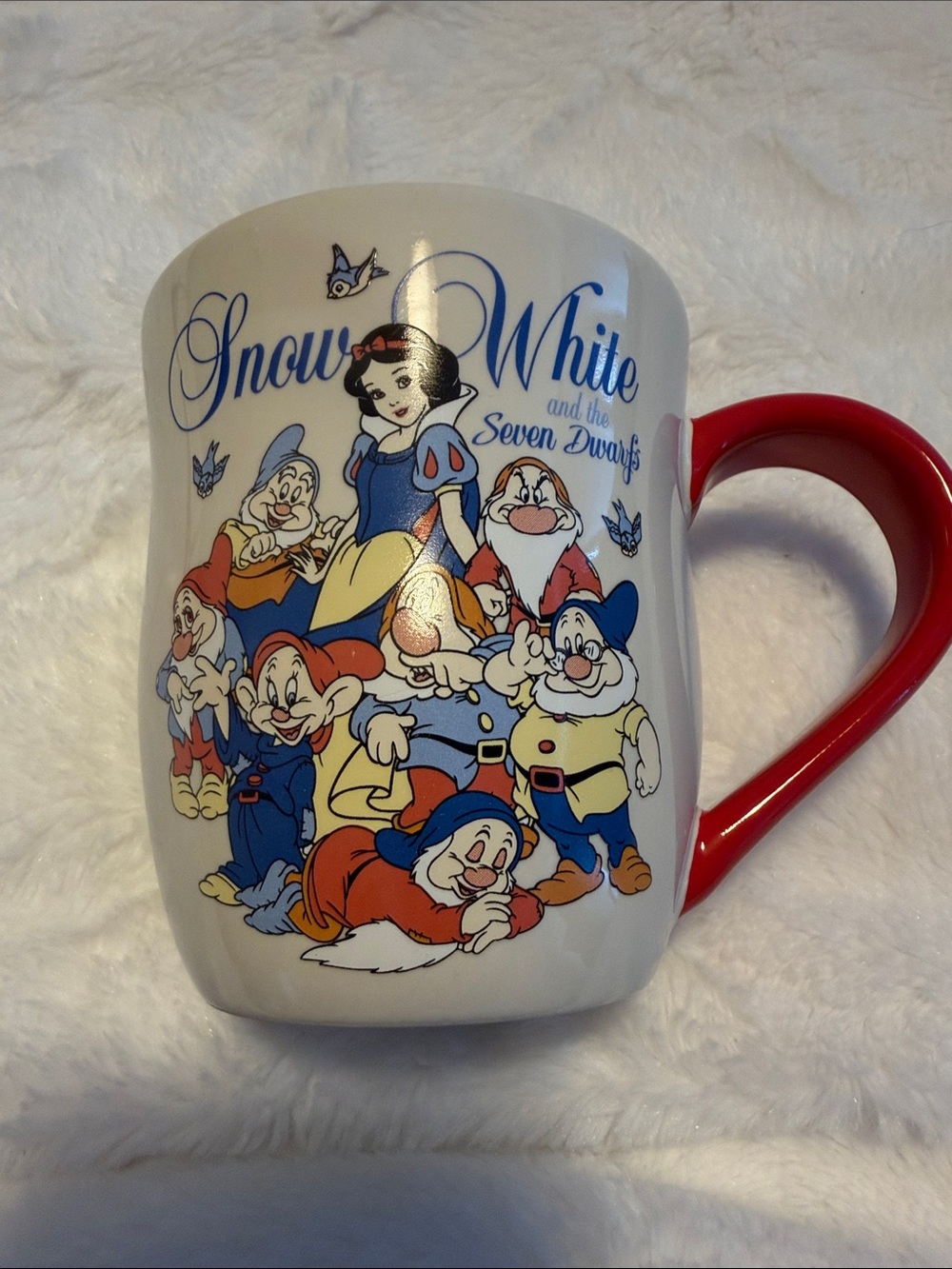 Disney Snow White & Seven Dwarfs Ceramic Mug with Red Handle
